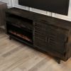 Bridgevine Home Avondale 83 Inch Electric Fireplace TV Console, for TVs up to 95 inches, Minimal Assembly, Charcoal-Brown Finish