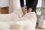 010-Soft Teddy Fabric Tufted Foam Bean Bag Chair With Teddy Fabric Ivory White