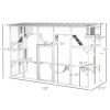 Catio Playground Cat Window Box Outside Enclosure, Wooden Outdoor Cat House with Weather Protection Roof for Multiple Kitties, Cat Shelter Kitten Play