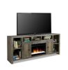 Bridgevine Home Joshua Creek 84 inch Electric Fireplace TV Stand for TVs up to 95 inches, Minimal Assembly, Barnwood Finish