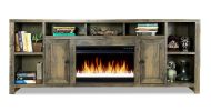 Bridgevine Home Joshua Creek 84 inch Electric Fireplace TV Stand for TVs up to 95 inches, Minimal Assembly, Barnwood Finish