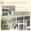 Catio Playground Cat Window Box Outside Enclosure, Wooden Outdoor Cat House with Weather Protection Roof for Multiple Kitties, Cat Shelter Kitten Play