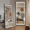 LED Mirror Full Length Mirror with Lights Wide Standing Tall Full Size Mirror for Bedroom Giant Full Body Mirror Large Floor Mirror with Lights Stand