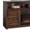 Bridgevine Home Sausalito 78 inch Electric Fireplace TV Stand Console for TVs up to 95 inches, Minimal Assembly, Whiskey Finish