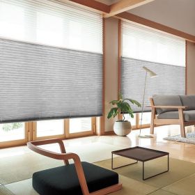 WELLSOURCE Manual Cordless Day and Night Cellular Shades Non Blackout Light Filtering Honeycomb Fabric for Home, Office, Hotel, Club, Restaurant Custo (Color: Gray, size: Contact us)