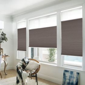 WELLSOURCE Manual Cordless Day and Night Cellular Shades Non Blackout Light Filtering Honeycomb Fabric for Home, Office, Hotel, Club, Restaurant Custo (Color: brown, size: Contact us)